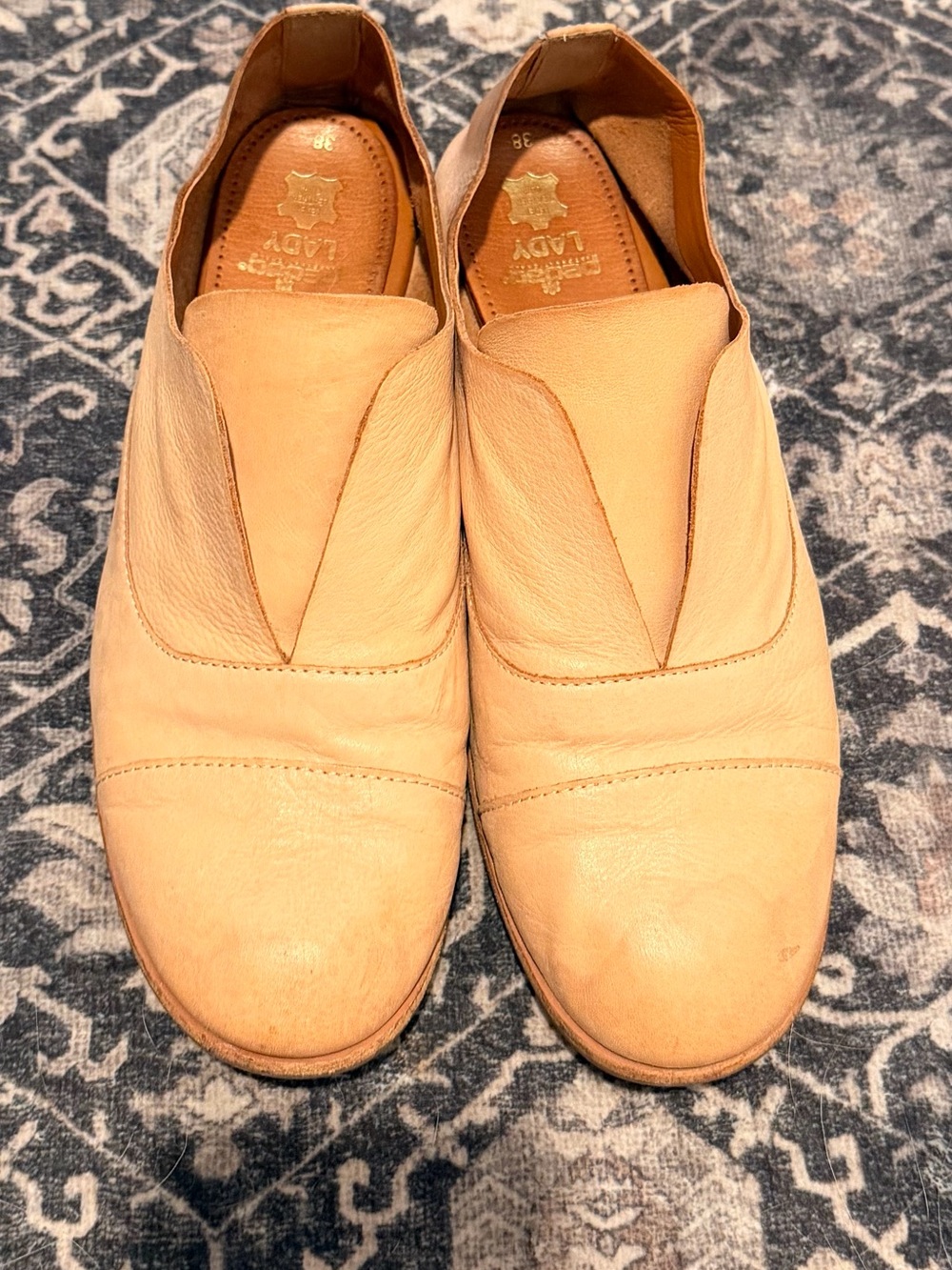 Kork-Ease Women’s Leather Slip-On Flats in Light Tan